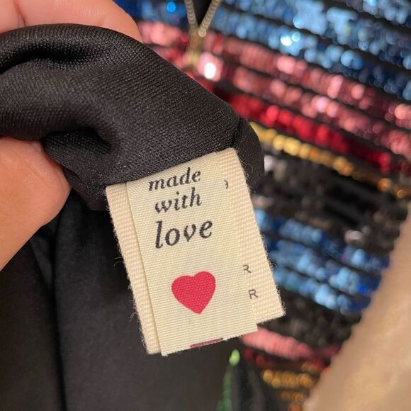 Tea & Cup Multi Sequin Rainbow Striped Sleeveless Midi Dress, Small NWOT - Picture 8 of 10